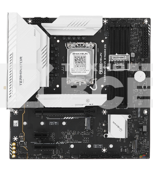 Материнская плата MAXSUN MS-Terminator B760M D5 WIFI 6E, LGA1700, Intel B760, 4xDDR5, 4xSATA, 3xM.2, 1xPCIe 5.0 x16, 1xPCIe 4.0 x4, 1xPCIe 3.0 x1, 1xHDMI, 1xDP, 1x2.5Gb LAN, Wi-Fi 6E, Bluetooth 5.3, 2xUSB-A 10Gbps, 6xUSB-A 2.0, 3x3.5 мм, 5.1, mATX