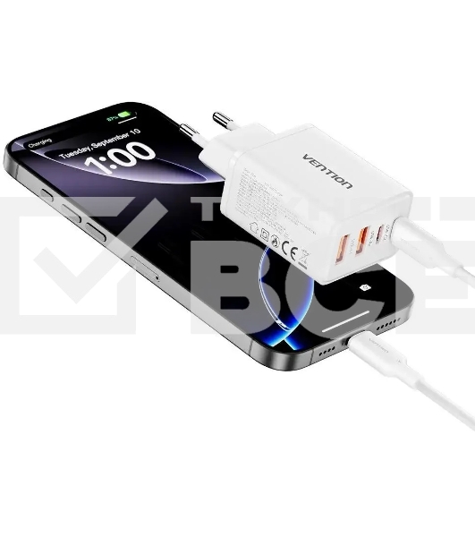 Сетевое зарядное устройство Vention на 4 порта GaN 50W USB (C+C+A+A) белый