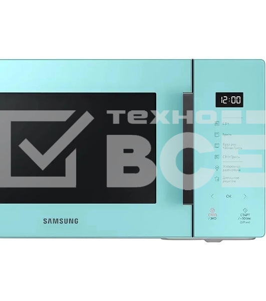Микроволновая печь Samsung MG23T5018AN/BW голубой, 23 л, 800 Вт, переключатели - сенсор