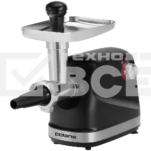 Мясорубка электрическая Polaris PMG 2582 черный, 2500 Вт, 2.7 кг/мин, реверс, защита от перегрузки, металлический лоток, насадки - 5