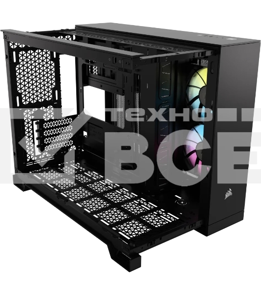 Компьютерный корпус без блока питания Case Corsair iCUE LINK 2500X RGb, Midi-Tower, TG, 2x120мм RGb, 2xUSB-A 3.2, 1xUSB 3.2 Type-C, mATX, mITX черный