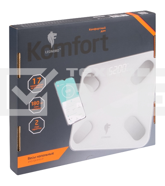 Весы электронные LEONORD LE-1275 Bluetooth (стеклянная поверхность, 180 кг) (109931)