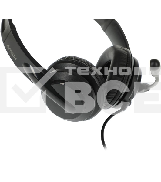 Гарнитура проводная с микрофоном A4Tech HU-10 черный 2м накладные USB оголовье