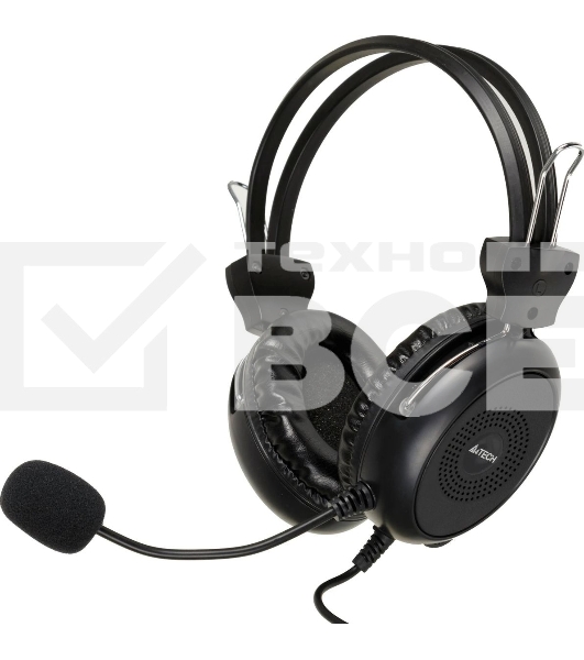 Гарнитура проводная с микрофоном A4Tech HU-30 черный 2м накладные USB оголовье