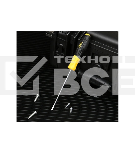 Отвертка шлицевая Deli DL6351251N 5х125мм сталь Cr-V, двухкомпонентная прорезиненная рукоять