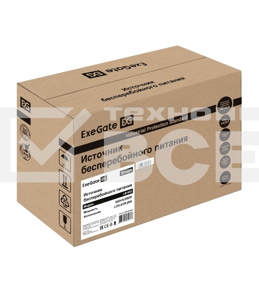 Источник бесперебойного питания ExeGate Smart LB-650.LCD.AVR.2SH (650VA/390W, LCD, AVR, 2*Schuko, батарея 12V 7Ah, черный)