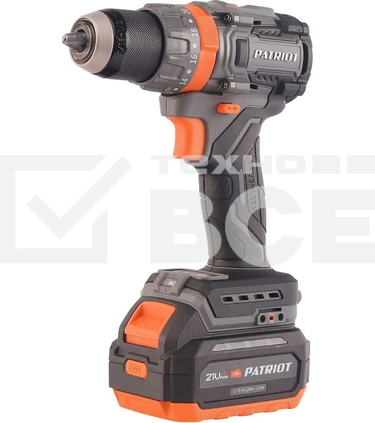Дрель-шуруповерт Patriot BR 216UES, 21 В, 2 Ач, 85 Нм, бесщеточный