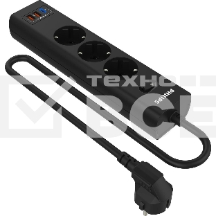 Сетевой фильтр Philips CHP4336BB/51, 3м, 3 розетки, черный