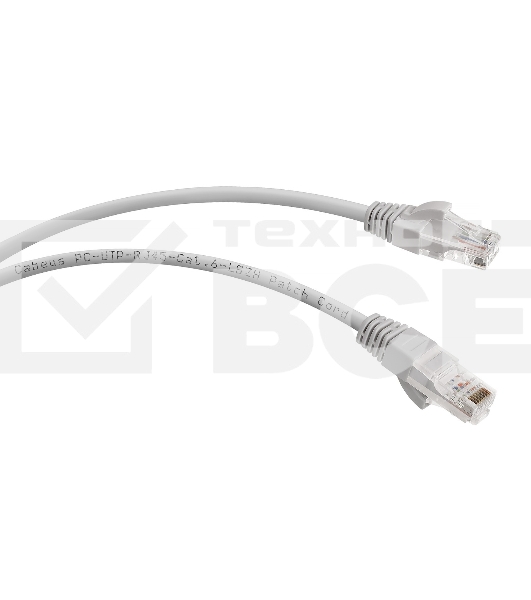 Патч-корд Cabeus PC-UTP-RJ45-Cat.6-1.5m-LSZH, U/UTP, категория 6, 2xRJ45/8p8c, неэкранированный, серый, LSZH, 1.5м