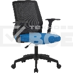 Кресло компьютерное Cactus CS-MC222-BKBL черный, сиденье темно-синий, сетка/ткань, низк.спин. крестов. пластик, пластик черный, фото 1