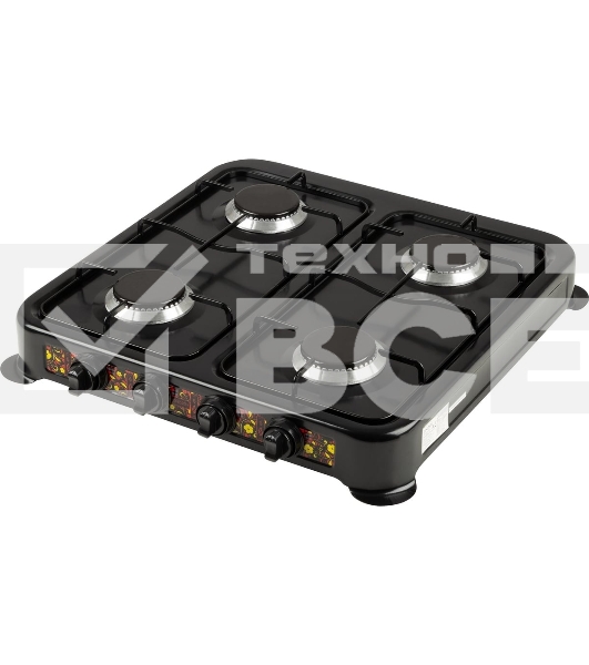 Плита настольная газовая Energy EN-004B чёрный, 6,4 кВт, газовая горелка, конфорки - 4, эмалированная сталь, поворотные переключатели