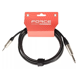 Кабель аудио FORCE FLC-150/21/4' TRS Jack - 1/8' TRS mini Jack, высококачественный стерео, используется для коммутации звукового оборудования, диаметр 6 мм, профессиональные металлические разъемы, длина 2 м