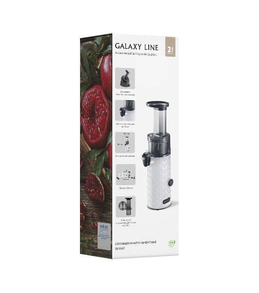 Соковыжималка Galaxy Line GL 0807, белый, шнековая, 200 Вт, функция 'Реверс'