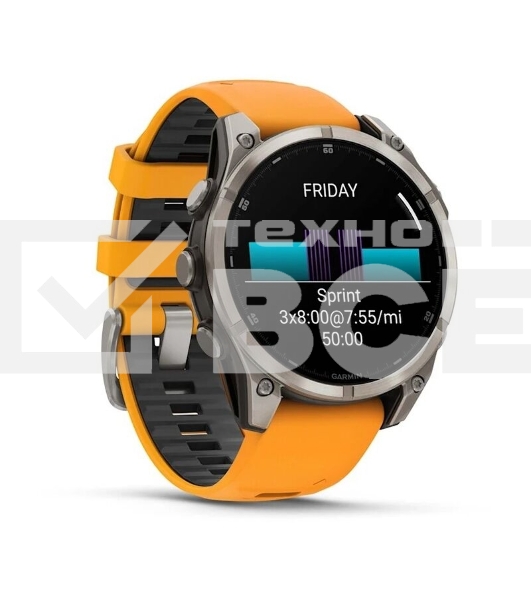 Смарт-часы Garmin Fenix 8 AMOLED Sapphire титановый серый, оранжевый 47мм