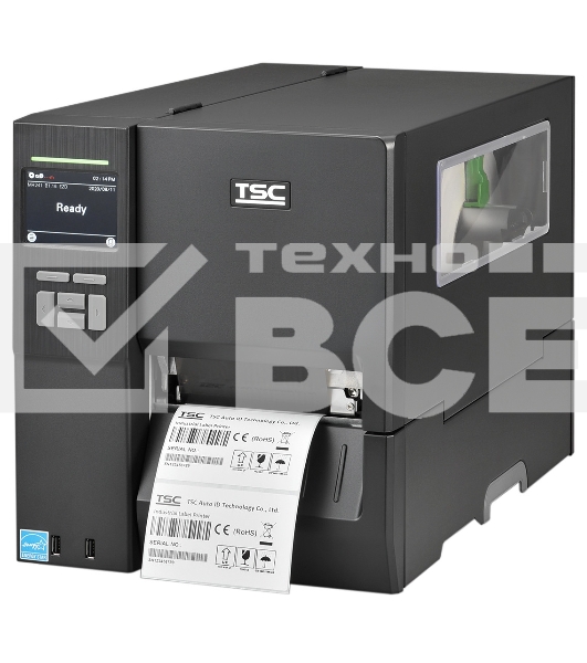 Принтер этикеток термотрансферный TSC MH241T 203 dpi, 356 мм/сек, USB, RS-232, Ethernet, USB Host, чёрный