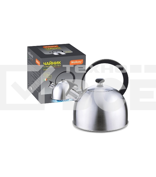 Чайник для плиты со свистком MALLONY Opera 2,5 л, матовый, из нерж стали (005179)
