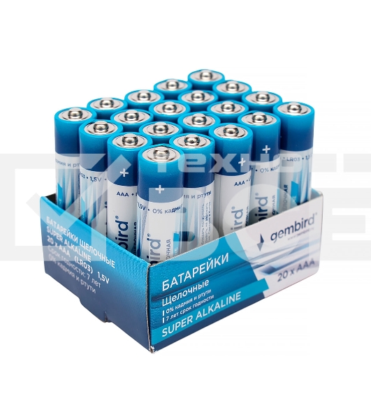 Батарейки щелочные/алкалиновые Gembird GB-LR03-20B, тип AAA, 20шт, коробка