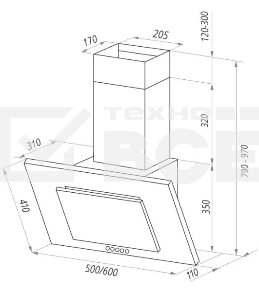 Вытяжка наклонная Maunfeld Tower C 60 черный, 60 см, 650 куб. м/ч, 51 дБ