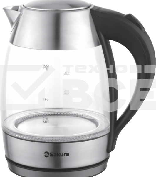 Чайник электрический Sakura SA-2727SBK (1.8) стекл подсв