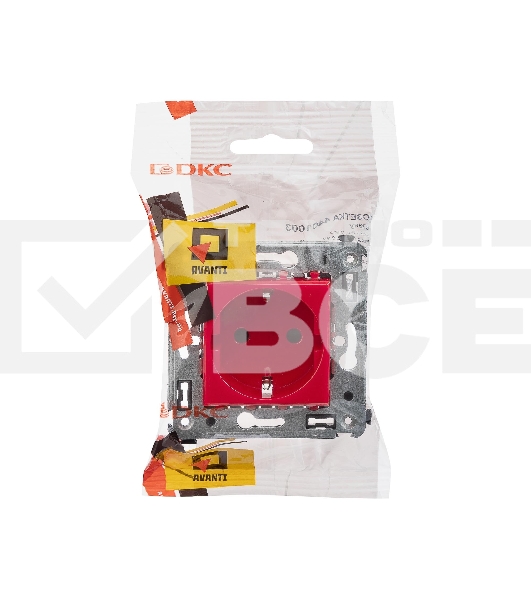 Розетка DKC Avanti 4401003 2P+E со шторками, красный квадрат