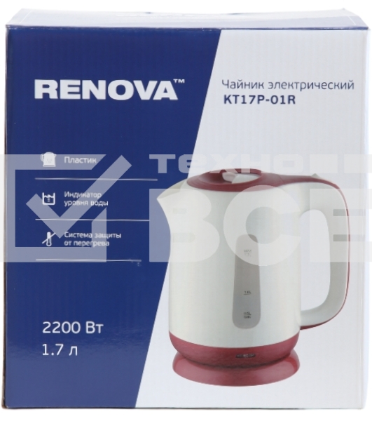 Чайник электрический Renova KT17P-01R Пластик