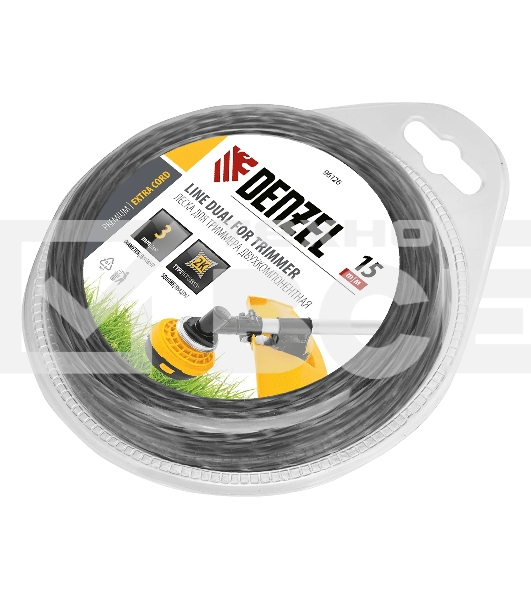 Леска для триммера Denzel Extra cord двухкомпонентная, квадрат 3,0 мм 15 м