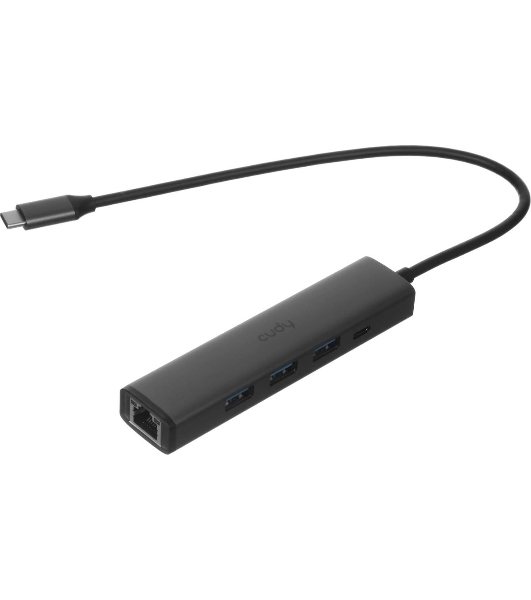 USB-концентратор CUDY UH605, USB Type-C, USB + RJ-45, USB Type-C