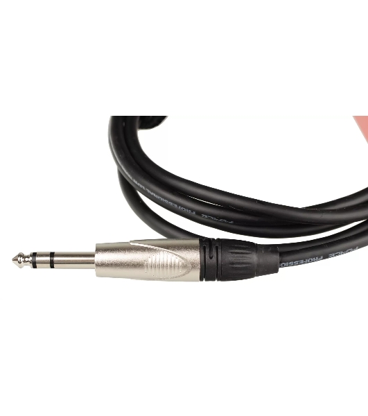 Кабель аудио FORCE FLC-150/21/4' TRS Jack - 1/8' TRS mini Jack, высококачественный стерео, используется для коммутации звукового оборудования, диаметр 6 мм, профессиональные металлические разъемы, длина 2 м