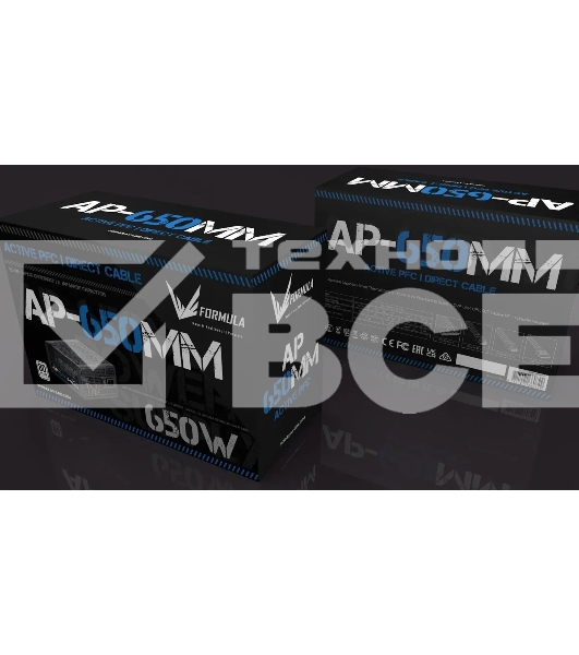 Блок питания Aerocool / Formula ATX 650W AP-650ММ 80 PLUS WHITE (20+4pin) APFC 120mm fan 6xSATA RTL