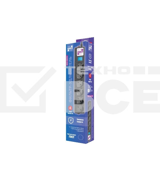 Сетевой фильтр Powercube SPG6-B-3M 3м (6 розеток) черный (коробка)