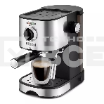 Кофеварка рожковая Kitfort KT-753 черный/нержавеющая сталь, молотый, 1 л, 850 Вт, 15 Бар, фото 1