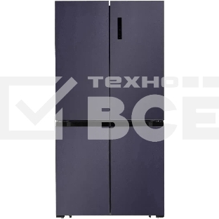 Холодильник LEX LCD505BmID синий/металл трехкамерный 321/144л морозилка снизу, No Frost, Side by Side