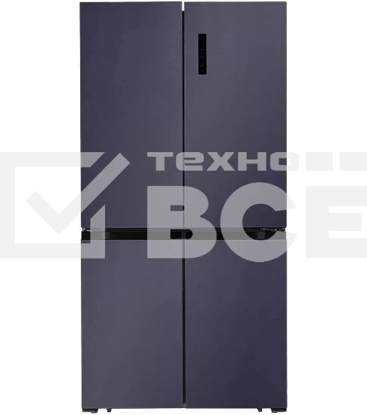 Холодильник LEX LCD505BmID синий/металл трехкамерный 321/144л морозилка снизу, No Frost, Side by Side