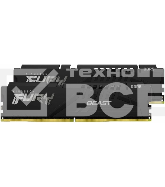 Оперативная память Kingston Fury Beast, DDR5, 16GB (2x8GB), 6000MHz, CL30, с радиаторами, черный