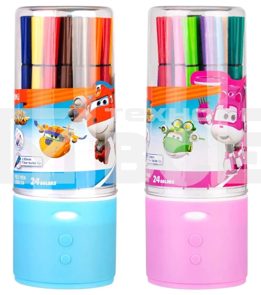 Фломастеры Deli EC150-24 Super Wings 24цв. пластиковая туба