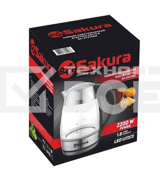 Чайник электрический Sakura SA-2727SBK (1.8) стекл подсв
