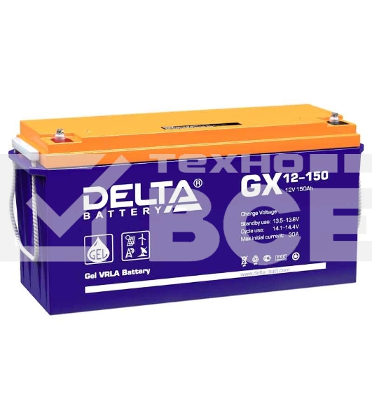 Аккумуляторная батарея Delta GX 12-150 напряжение 12В, емкость 150Ач (482х170х240mm)