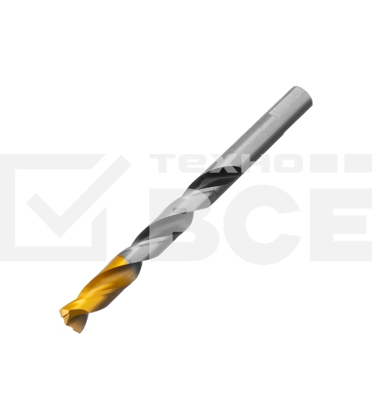 Сверло спиральное по металлу Denzel 12 x 151мм, Р6М5, Golden Tip, многогранная заточка