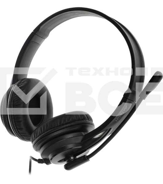 Гарнитура проводная с микрофоном A4Tech HU-10 черный 2м накладные USB оголовье