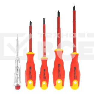 Набор отверток Сибртех диэлектрических до 1000в тестер crv двухкомпонентные рукоятки (5шт.)