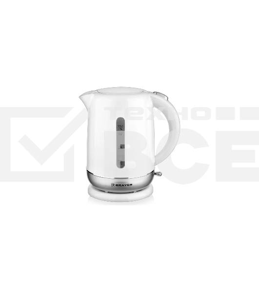 Чайник электрический BRAYER BR1011, 2200 Вт, 1,7 л, термост.пластик, автоотключ, STRIX, моющ. Фильтр