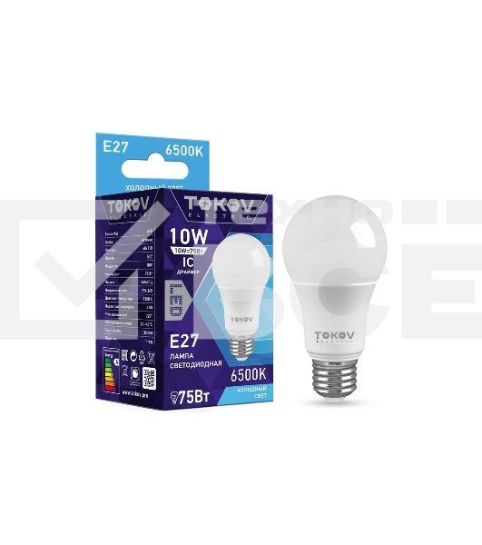 Лампа светодиодная TOKOV ELECTRIC TKE-A60-E27-10-6.5K 10 Вт А60 6500К Е27 176-264В