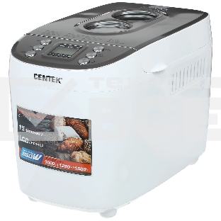Хлебопечка Centek CT-1415 (бел/сталь) 1500 г БОЛЬШОЙ ОБЪЕМ, 860Вт, 15 программ, таймер, LCD, окошко