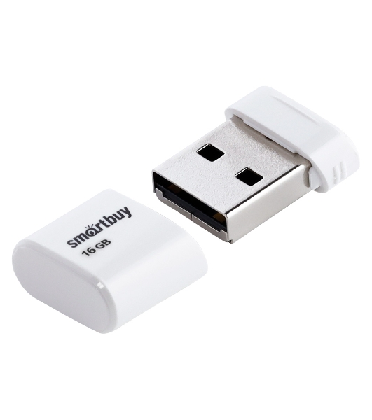 Флешка USB Smartbuy LARA White (SB16GbLARA-W), 16 Gb, USB 2.0, R/W 15/5, белый