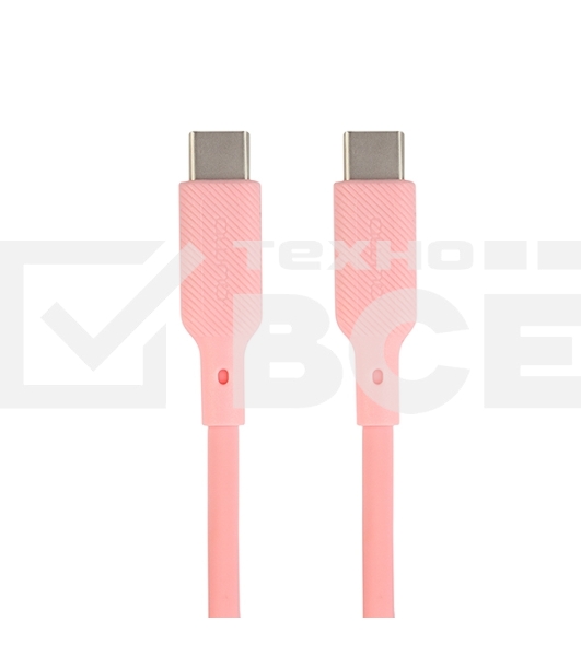 Кабель QUMO 32966 Type-C на Type-C, силиконовый, 1м, 3A, 60W, PD (розовый)