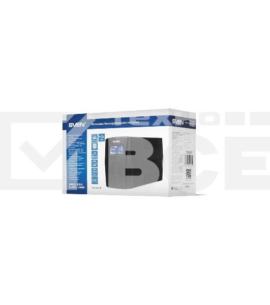 Источник бесперебойного питания SVEN Pro 650 650VA/390W LCD, USB, RJ-45 (2 EURO)