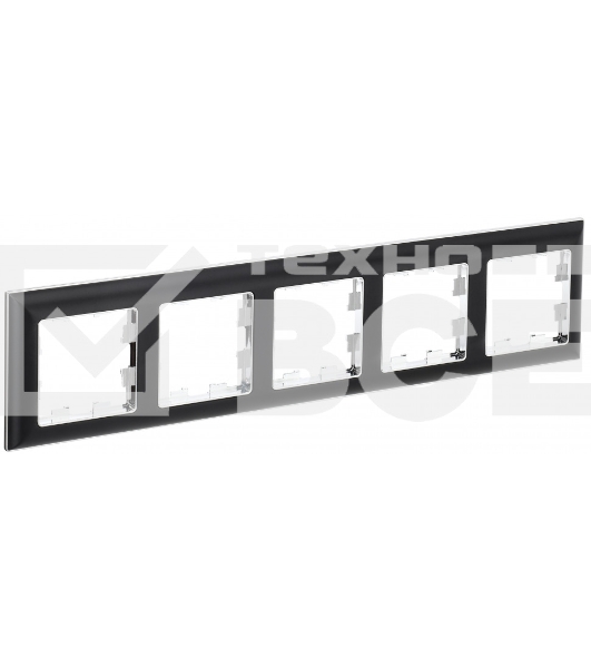 Рамка 5-местная IEK BRITE РУ-5-Бр DECOR 3D-форма хром/черный