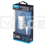 Автомобильное зарядное устройство Maxvi CCM-PS242 Plus T 2хUSB 2.4А + кабель Type-C 1м, белый, фото4