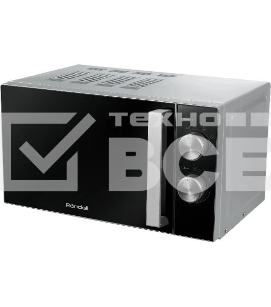 Микроволновая печь Rondell RDE-MW208 серебристый/черный, 20 л, 700 Вт, переключатели - поворотный механизм