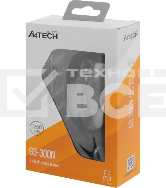 Мышь беспроводная A4Tech V-Track G3-300N черный, 1000 dpi, радиоканал, USB, кнопки - 3